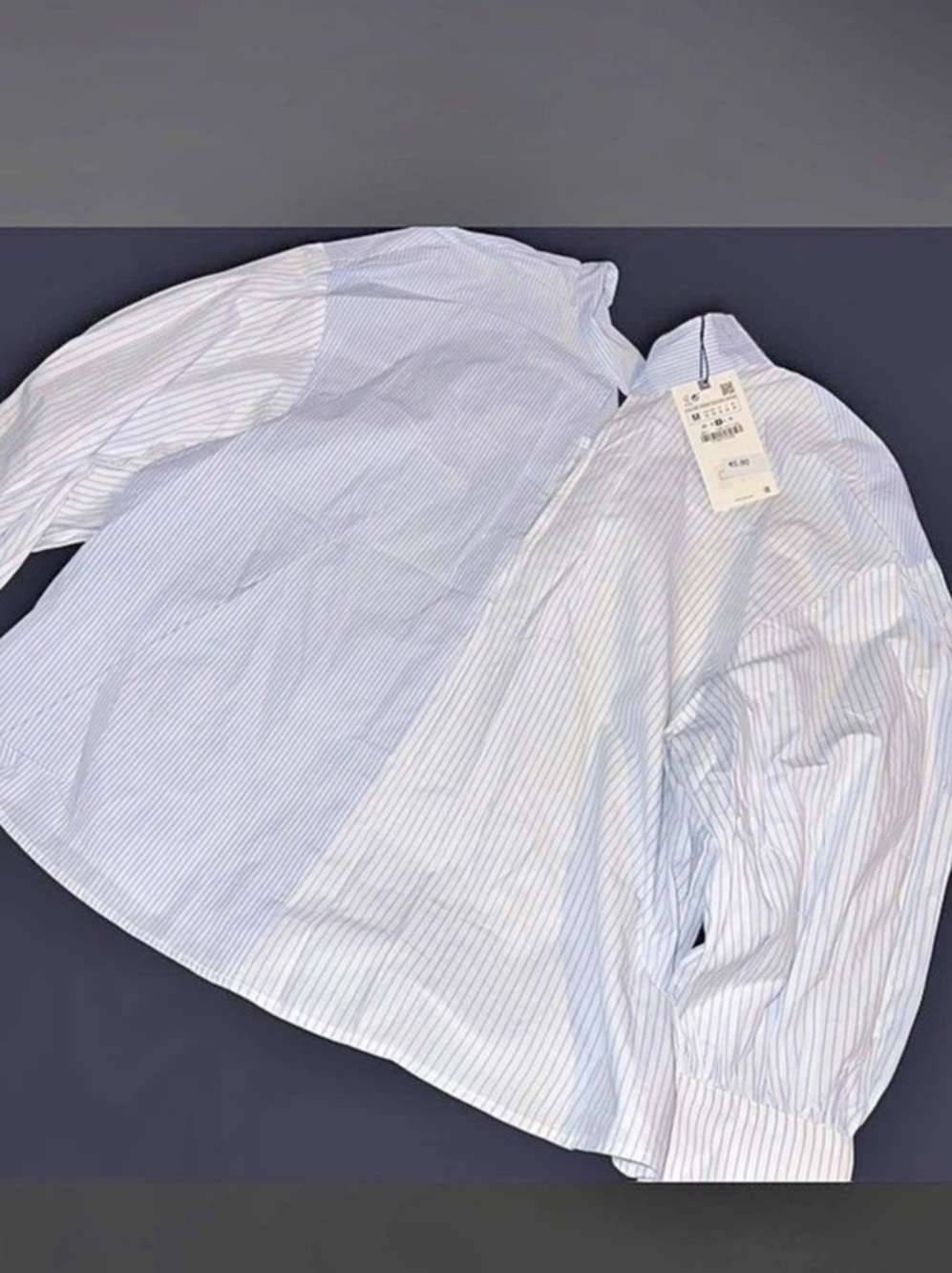 Zara 
Blue & White Striped Button Down Shirt